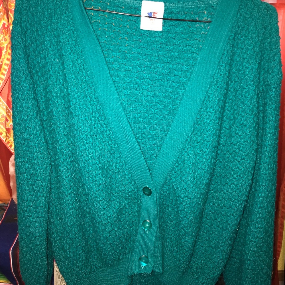 Soft worn teal sweater